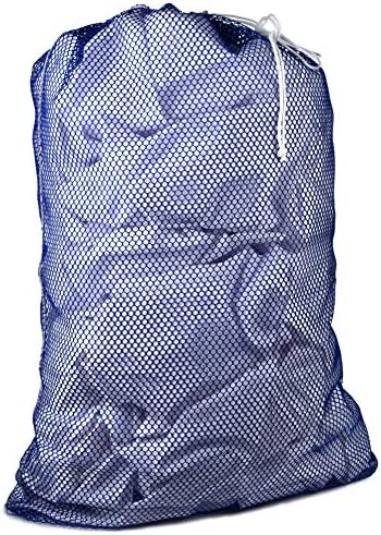Commercial Mesh Laundry Bag - Sturdy Mesh Material with Drawstring Closure. Ideal Machine Washable Mesh Laundry Bag for Factories, College, Dorm and Apartment Dwellers. (24 x 36 | White)