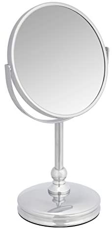 Amazon Basics Vanity Mirror with Heavy Base - 1X/5X Magnification, Chrome