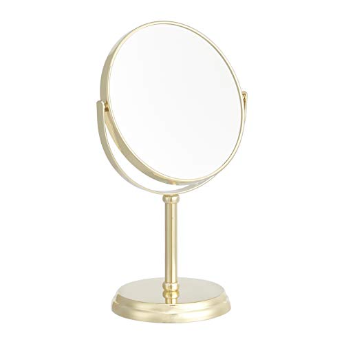 Amazon Basics Vanity Mirror - 1X/5X Magnification, Gold