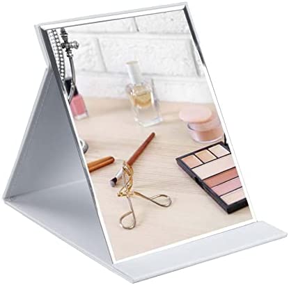 10x7 Inches Portable Folding Makeup Mirror with Cosmetic Desktop Standing for Travel, Vanity Table, Room Decor, Beauty Gifts, Black