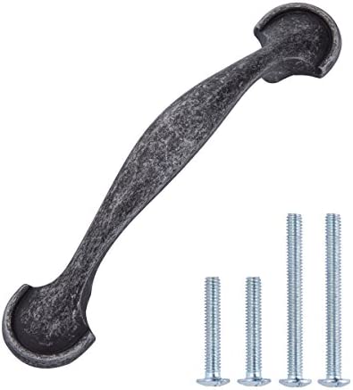 AmazonBasics Rounded Foot Cabinet Handle 4.63-inch Length 3-inch Hole Center Oil Rubbed Bronze 10-Pack