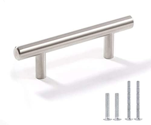 Aybloom Cabinet Handles - Pack of 30 Stainless Steel Brushed Satin Nickel Finish Hollow Tube T Bar Drawer Pulls for Kitchen Furniture Hardware