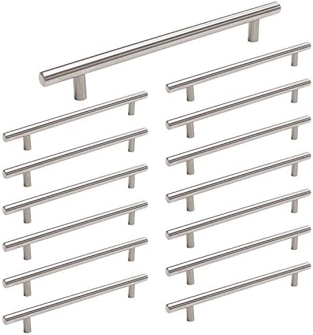 15 Pack homdiy Brushed Nickel Cabinet Pulls 3 Inch Kitchen Cabinet Handles Stain Steel Cabinet Hardware for Kitchen and Bathroom Cabinets, 5 Inch Overall Drawer Pull