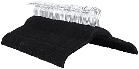 AmazonBasics Slim Velvet Non-Slip Clothes Suit Hangers Black/Silver -팩 100