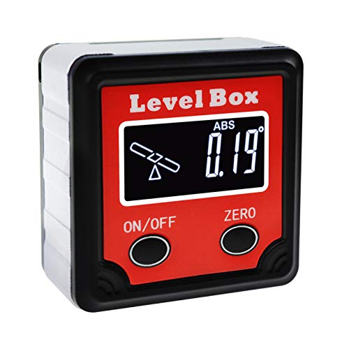 Digital Bevel Box 360° (4 x 90°) Angle Finder w/Tilt Direction Indicator, Protractor Level Gauge Magnetic Base, Inclinometer Cube Meter Measurement Tool for Woodworking Installation