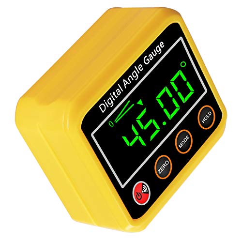 Angle Gauge, eOUTIL Digital Protractor Inclinometer Angle Finder Magnetic Base - Precision Level Box for Automobile, Woodworking, Building, Drilling Machinery, Masonry(Yellow)
