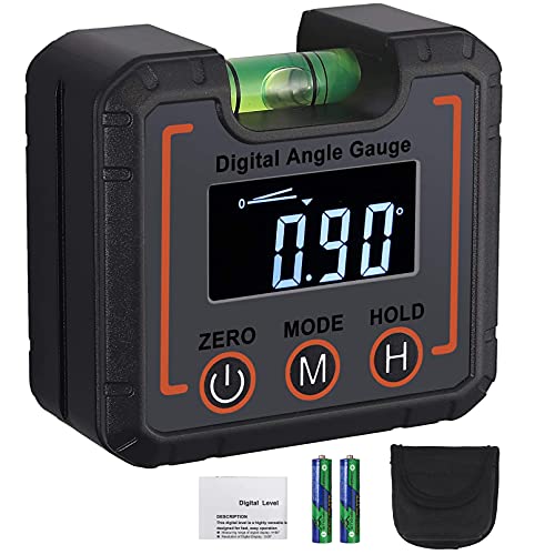 Justech Digital Level Angle Gauge Digital Angle Finder Inclinometer Bevel Box with VA LCD Display & Horizontal Bubble for Construction Carpenter Craftsman Home