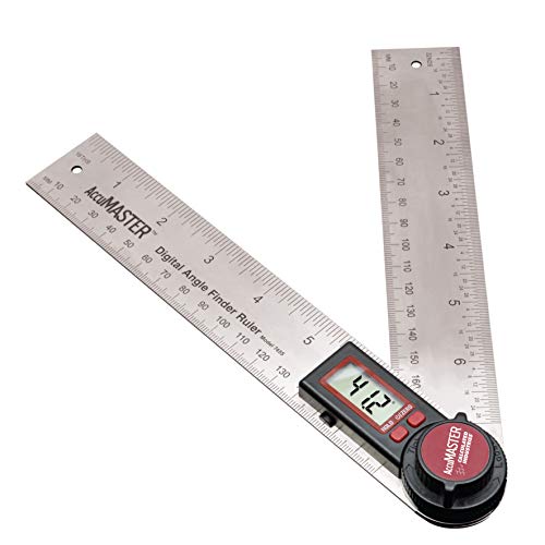 Calculated Industries 7455 AccuMASTER Digital Protractor Angle Finder Ruler for Crown, Trim, Woodworking | 7 Inch Stainless Steel Blade | Hold and Zero Function | Includes Battery, Protective Case
