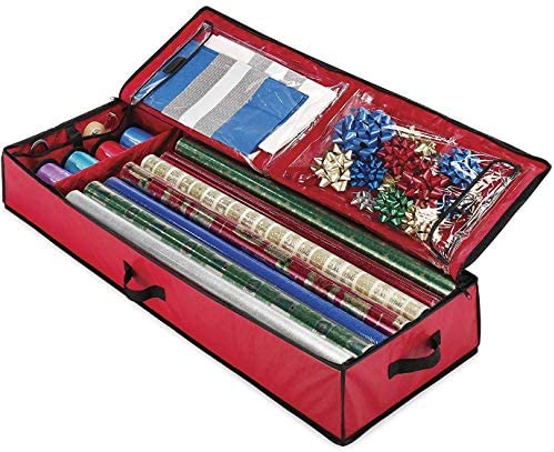 Christmas Storage Organizer u2013 Spacious Under-bed Holiday Wrapping Paper Container u2013Perfect for Gift Wrap, Bags, Ribbons, Bows, Cards, Wrapping Supplies and Many More