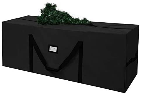 JJCKHE Christmas Tree Storage Bag, 600D Waterproof Xmas Artificial Disassembled Trees Container with Durable Reinforced Handles Black