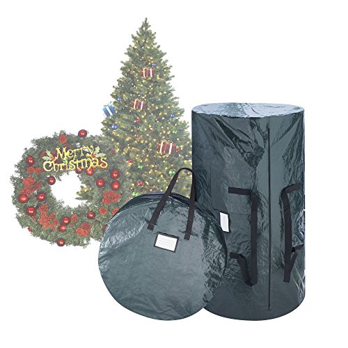 Elf Stor 1018 Combo Gn Deluxe Green Christmas Storage 9 Foot Artificial Trees & 30 Inch Wreath Bag, 30 Inch ft
