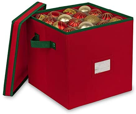 Primode Christmas Ornament Storage Box, 4 Layers, Fits 64 Ornaments Balls, Constructed of Durable 600D Oxford Material (Green)