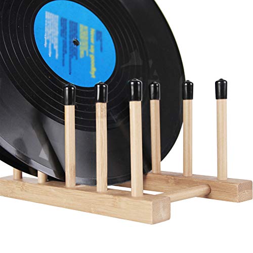 MOCOHANA Vinyl Record Storage Holder Premium Wood Vinyl Stand Drying Rack Holds up to 10 Album Lps CD Book Holder Magazine Rack Folder Multifunction Organizer, for 12 or 7 Records