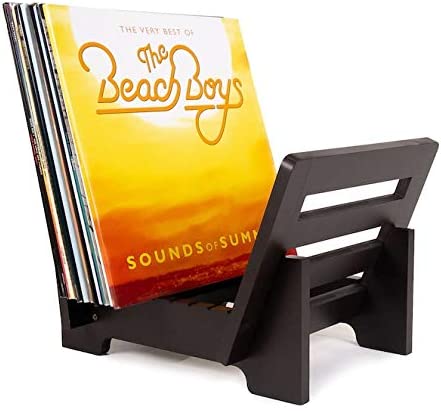 ZonsWorld Vinyl Record Holder - Display Up to 50 Albums, Fits 7u201D and 12u201D Records or LPs - Music Record Storage and Organizer - Light Brown, Bamboo