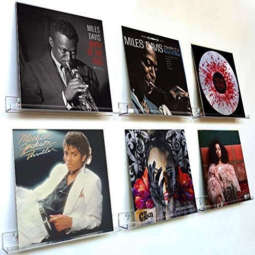 6 Pack Acrylic Vinyl Records Wall Mount Display Record Album Holder Storage Show Your Daily LP Listening in Office Home