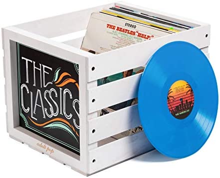 Chalkboard Vinyl Record Storage Crate (Espresso)