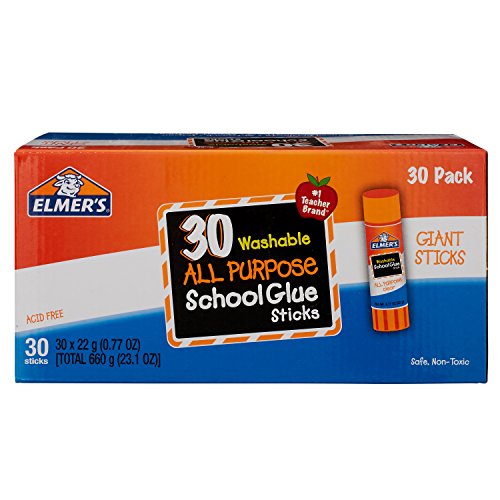 30-Count, Giant, Washable - Elmer Washable All Purpose School Glue Sticks, Clear, 30/Box