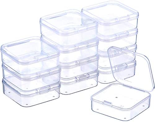 SATINIOR 12팩 클리어 Plastic Beads Storage Containers Box Hinged Lid More 2.75 x 0.67 Inch