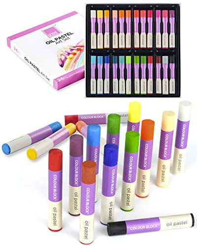 COLOUR BLOCK 24pc Oil Pastel 아트 세트 - Assorted oil pastels 어린이 professionals. Each 스틱 2-¾u201Dx⅖u201D well organized colored storage box
