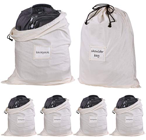 AOODA Set of 6 Large Cotton Drawstring Bag Purse Dust Bag Cover Cloth Storage Organizer for Handbags Boots Shoes