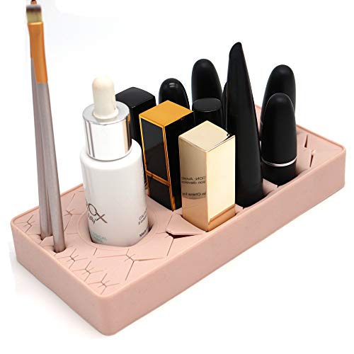 23 Slots Vanity Stand Silicone Lipstick Storage and Display Holder, Pink