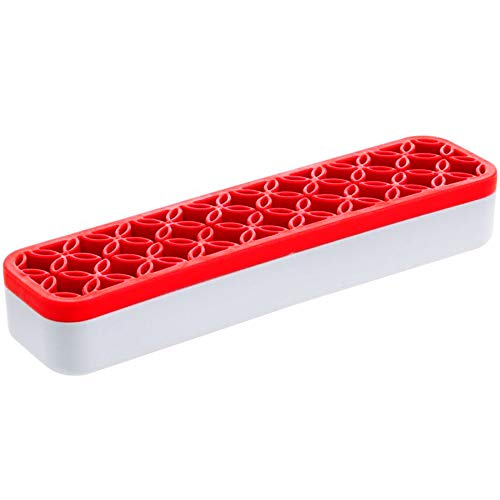 Makeup Brush Holder Silicone Makeup Brushes Organizer, Silicone Cosmetic Tools Storage Holder Air Drying Rack Display Storage for Brush, Vanity Display Storage Cases (RED)