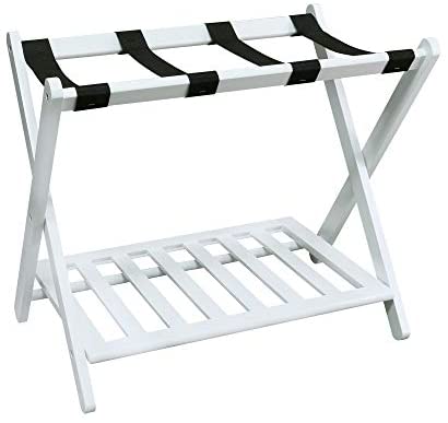 Casual Home Luggage Rack with Shelf, Natural