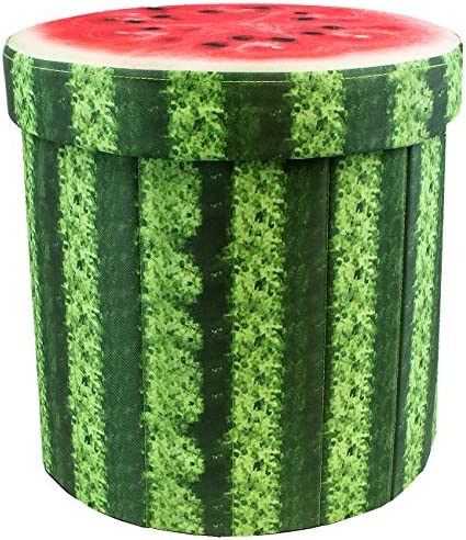 Sorbus Storage Ottoman, 15 Inch Cute 3D Play Room-Stool Toy Box u2013 Foldable with Lid u2013 Perfect Footstool, Pouffe, Hassock, Strong & Sturdy Space Saving Chest (Tree Stump)