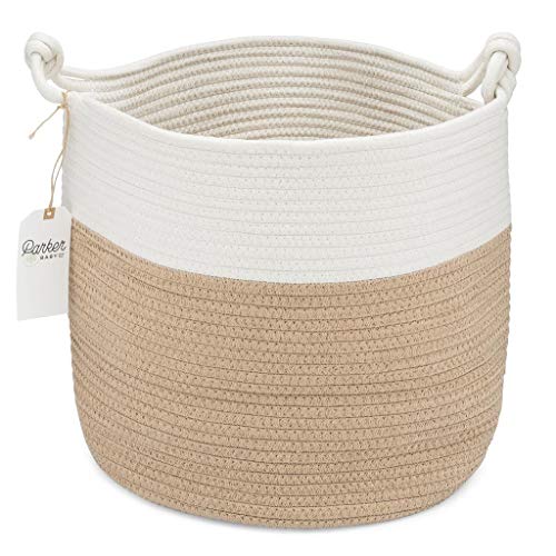 Parker Baby Nursery Storage Basket - Rope Storage Bin and Organizer for Laundry, Toys and Baby Blankets