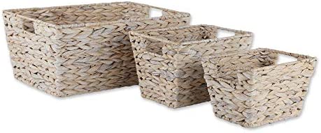 DII Natural Water Hyacinth Storage Basket Handles Beige