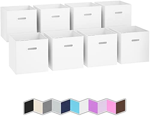 Royexe Storage Bins - 세트 8 Cubes 접이식 Fabric Cube Baskets Features 듀얼 Plastic Handles. Bins. Clo Shelf Organizer Collapsible Nursery Drawer Organizers Grey
