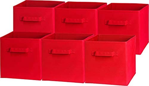 6 Pack - SimpleHouseware Foldable Cloth Storage Cube Basket Bins Organizer, Pink (11H x 10.75W x 10.75D)