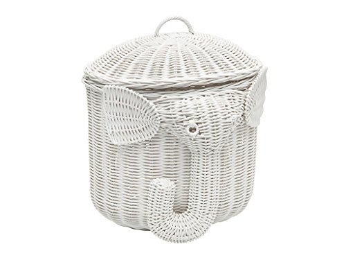 Kouboo 1060103 Rattan Elephant Storage Basket, White