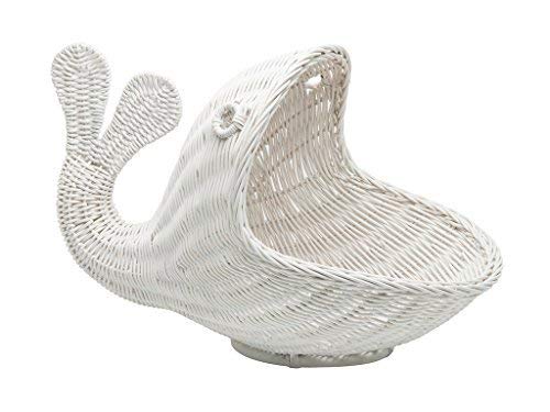 Kouboo 1060104 Rattan Whale Storage Basket, White