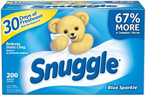 Snuggle Fabric Softener Dryer Sheets, Blue Sparkle, 200 Count - Pack of 4