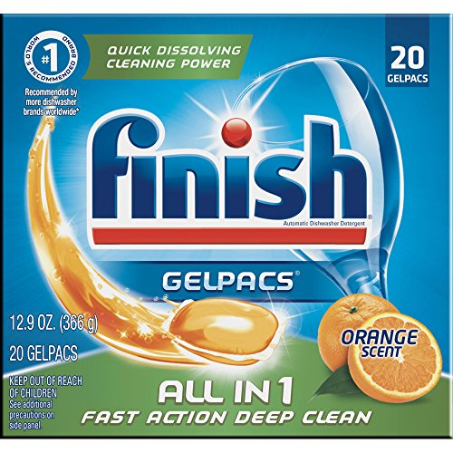 Finish All in 1 Gelpacs Orange, 20ct, Dishwasher Detergent Tablets
