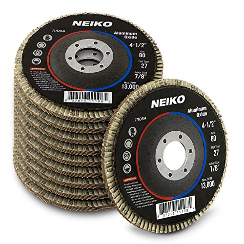 10 Pack 4-1/2&#34; Auto Body Sanding Flap Discs 80 Grit by Neiko [병행수입품]