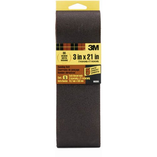 3M 99265NA Sanding Belt Medium 80-Grit, 3 by 21-Inch, 5-Pack by 3M