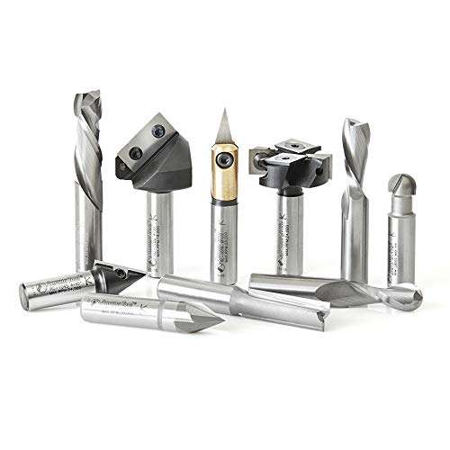 Amana Tool AMS-138 10-Pc CNC 3D<!-- @ 15 @ --> Signmaking<!-- @ 15 @ --> Lettering & Engraving 1/2 Inch Shank Router Bit Set by Amana