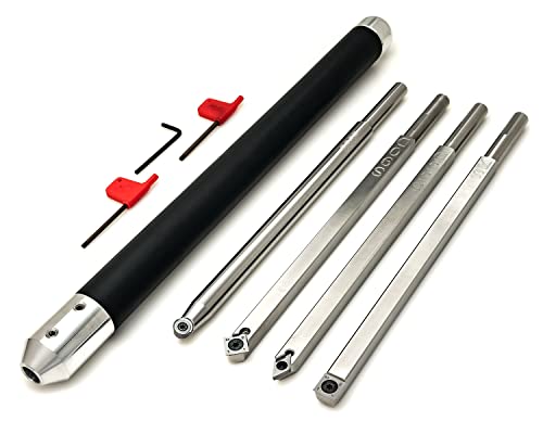 Package of 4 Simple Carbide Simple Wood Turning Tools with Interchangeable Lathe Tool Handle by Simple Woodturning Tools