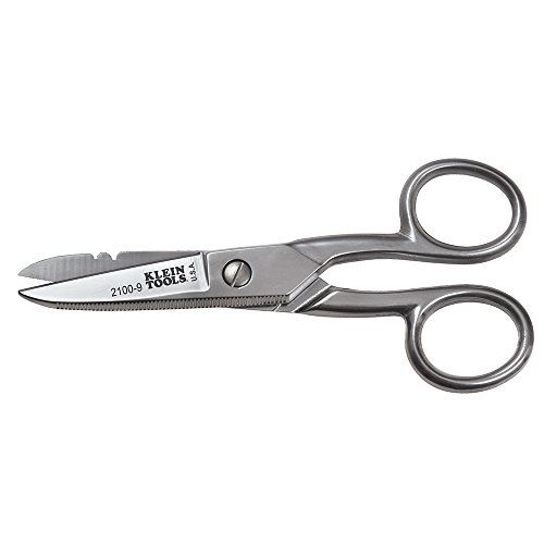 Klein Tools 2100-9 Stainless Steel Electrician's Scissors Stripping Notches Silver 5 1/4-Inches by Klein [병행수입품]