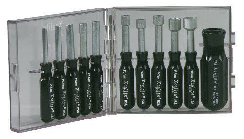 Xcelite PS121MM 11 Piece Compact Convertible Nutdriver Set with Clear Plastic Case<!-- @ 15 @ --> Black Handles by Apex Tool Group