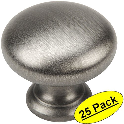 25 Pack - Cosmas 4950AS Antique Silver Cabinet Hardware Round Mushroom Knob - 1-1/4