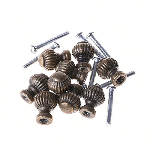 BLUECELL 10pcs Mini Vintage Brass Round Drawer Jewelry Box Knobs Cabinet Cupboard Pull Handle with Screws