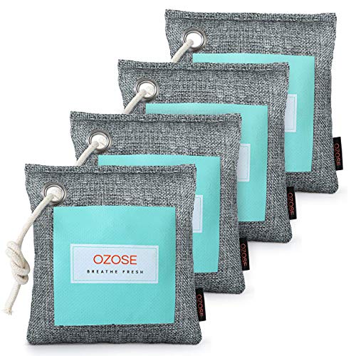 Bamboo Charcoal Air Purifying Bags - Naturally Eliminate Odors with Reusable Activated Charcoal Bags Odor Absorber for Home & Car - Kid and Pet-Friendly - Pack of 4 x 200g