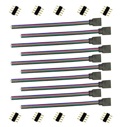 LitaElek RGB LED테이프 메스 Connector4핀LED스트립 연장 케이블 어댑터SMD용5050 3528 2835 RGB LED테이프 라이트(10 개4핀 수컷 수컷 Connector) - 길이15cm