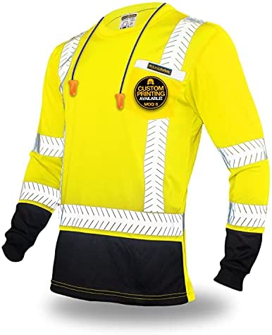 KwikSafety 프리미엄 셔츠 긴 소매 패밀리 클래스 3 ANSI OSHA PPE Hi Vis 반사 테이프 고가시 성안전 셔츠 고가시 성의류 US 사이즈: Medium 컬러: 멀티 컬러
