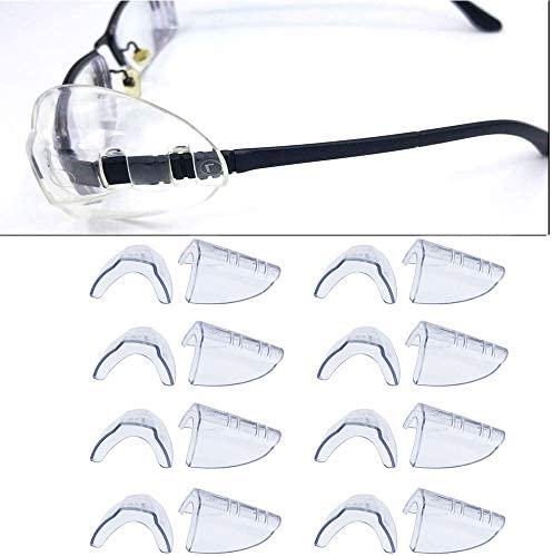 스포츠 스타일 안전 안경 싸이드 쉴드 슬립 온 클리어 싸이드 쉴드 안전 안경용 - 대부분의 안경에 피트 (M~L) 8페어