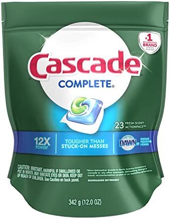 Cascade Complete Dishwasher Detergent 12x Power 23 Fresh Scent Action pacs 12 oz