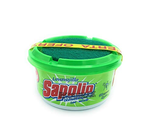Sapolio Lavavajilla Manzana/Apple + Esponja/Sapolio Dishwasher Paste Green + Sponge 12.6 Oz.
